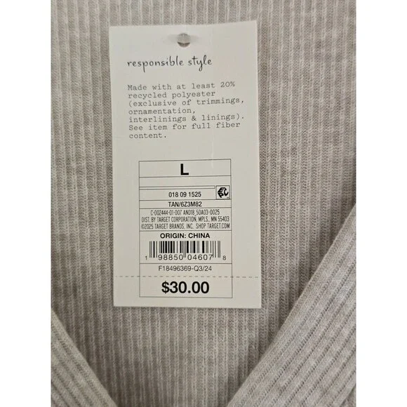 A New Day Ribbed Knit Maxi Dress Long Sleeve Oatmeal Neutral Size Large - Picture 7 of 10